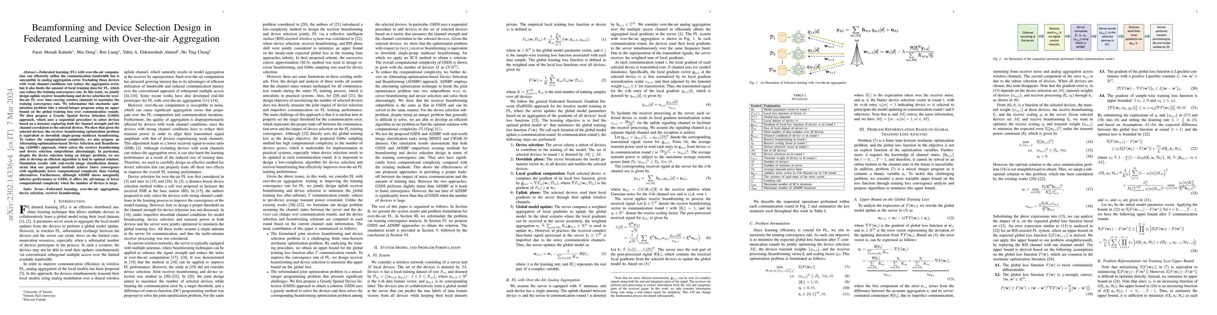Thumbnail for Beamforming and Device Selection Design in Federated Learning with
  Over-the-air Aggregation