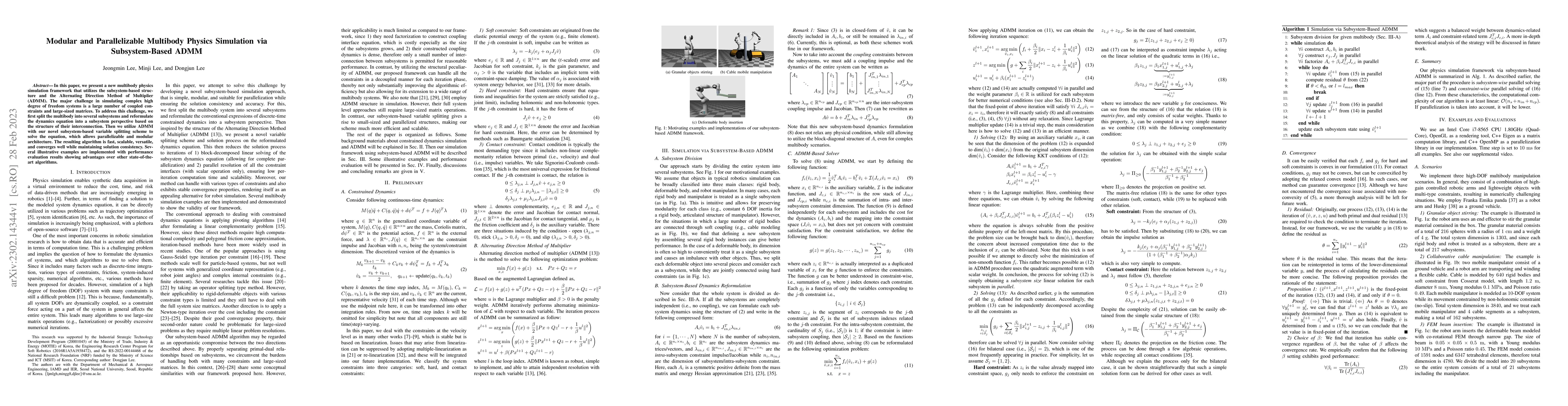 Thumbnail for Modular and Parallelizable Multibody Physics Simulation via
  Subsystem-Based ADMM