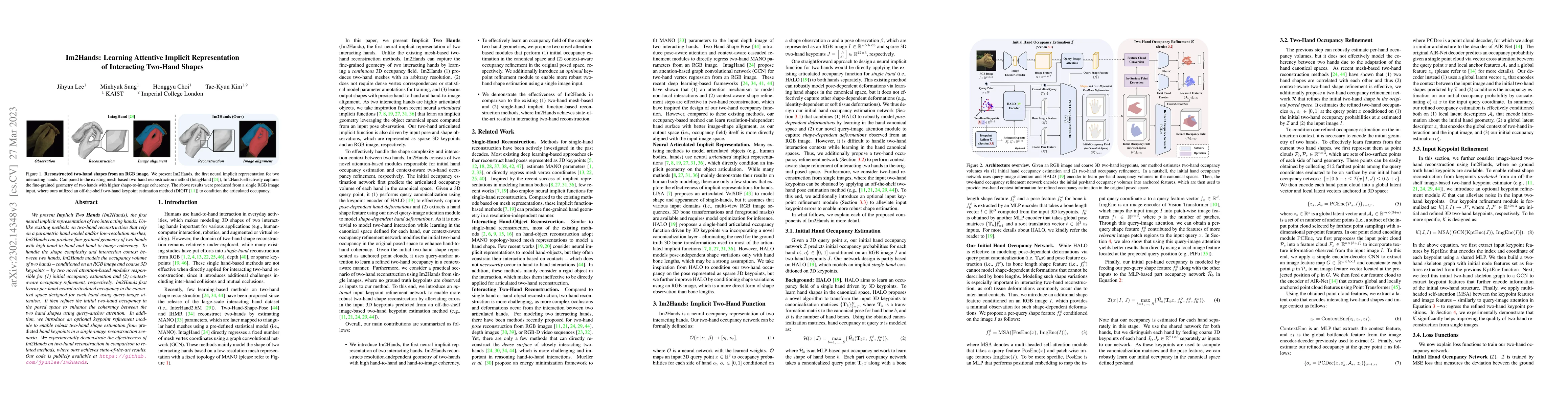 Thumbnail for Im2Hands: Learning Attentive Implicit Representation of Interacting
  Two-Hand Shapes