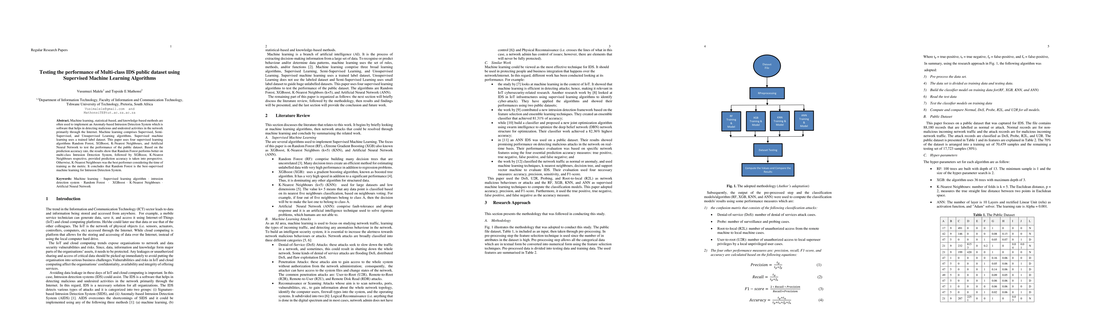 Thumbnail for Testing the performance of Multi-class IDS public dataset using
  Supervised Machine Learning Algorithms