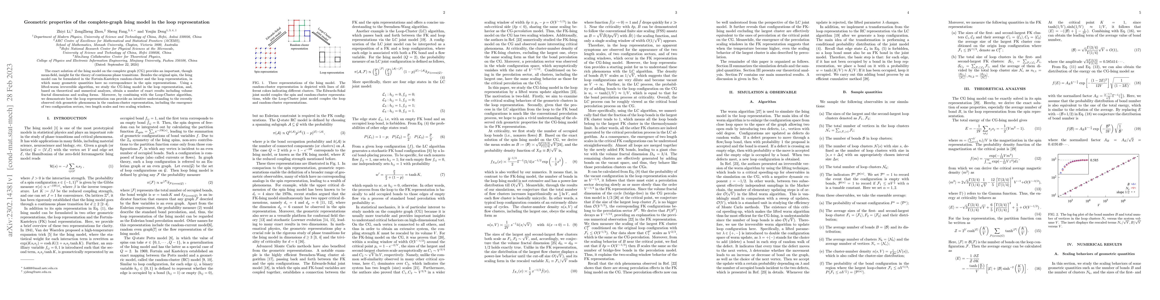 Thumbnail for Geometric properties of the complete-graph Ising model in the loop
  representation