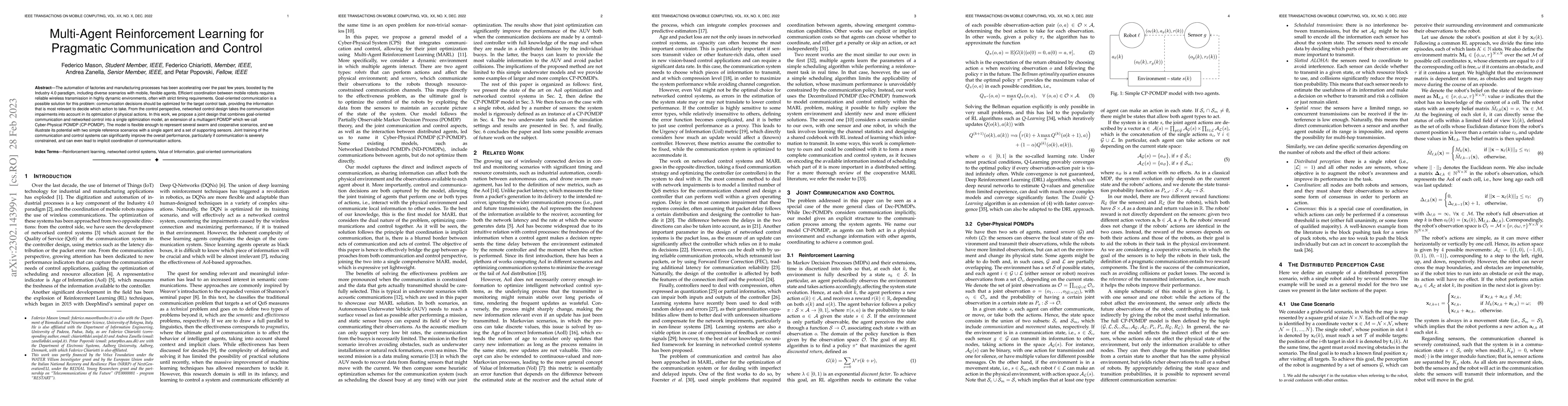 Thumbnail for Multi-Agent Reinforcement Learning for Pragmatic Communication and
  Control
