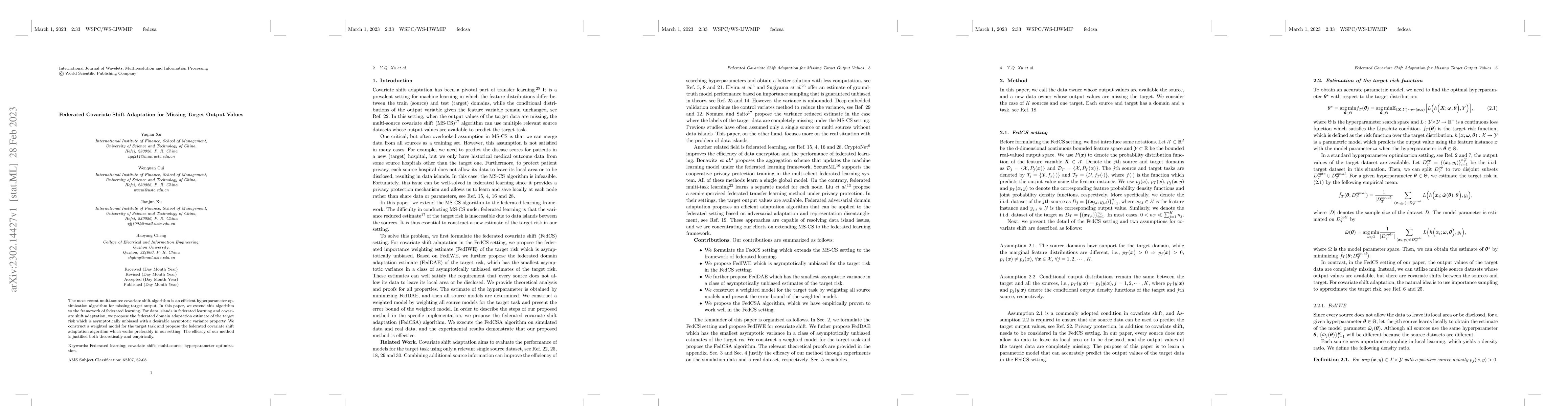 Thumbnail for Federated Covariate Shift Adaptation for Missing Target Output Values