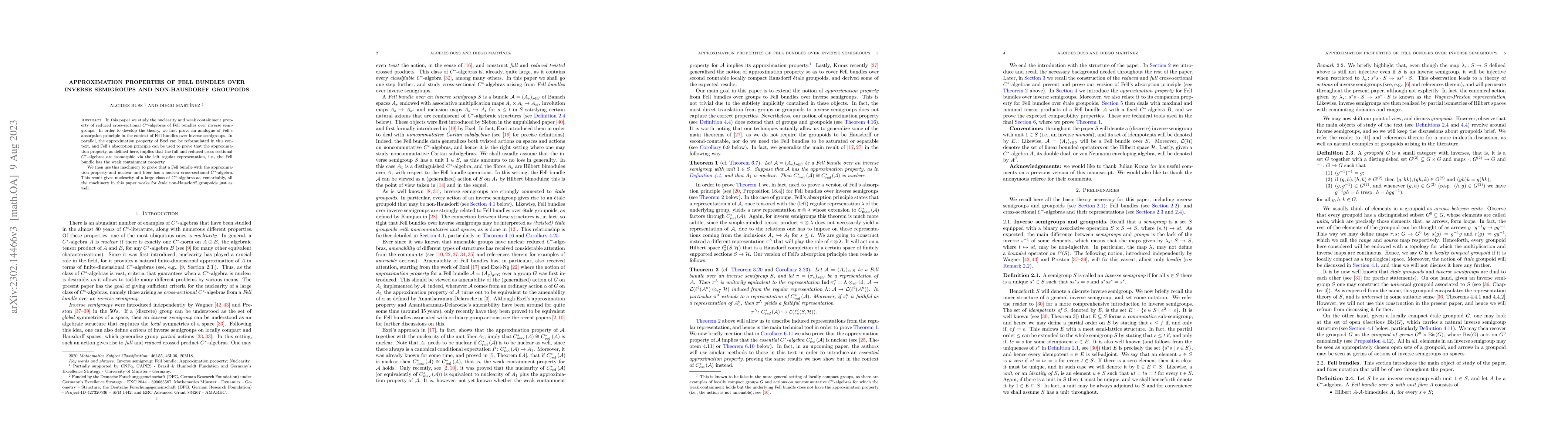 Thumbnail for Approximation properties of Fell bundles over inverse semigroups and
  non-Hausdorff groupoids