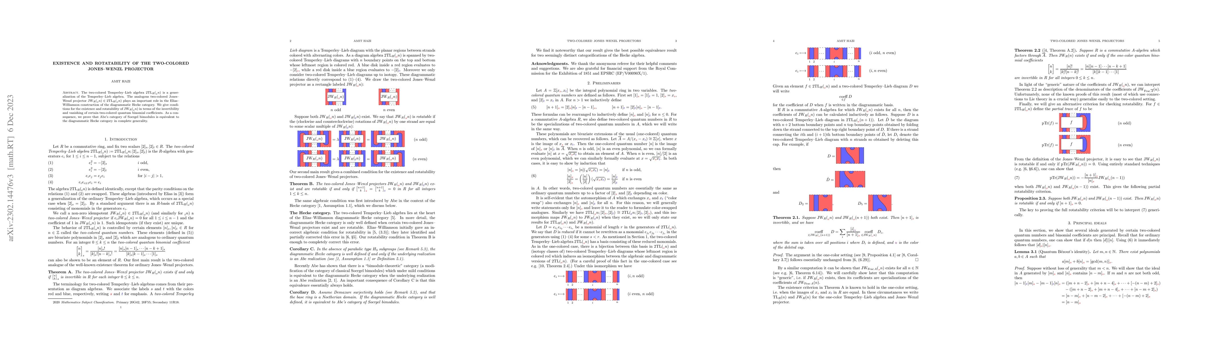 Thumbnail for Existence and rotatability of the two-colored Jones-Wenzl projector
