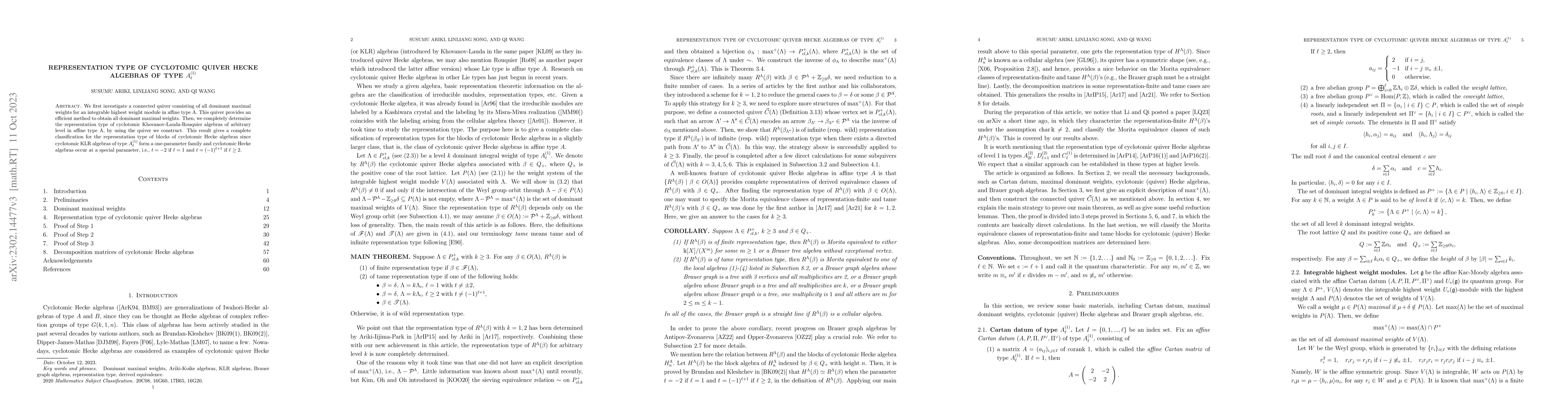 Thumbnail for Representation type of cyclotomic quiver Hecke algebras of type
  $A_\ell^{(1)}$