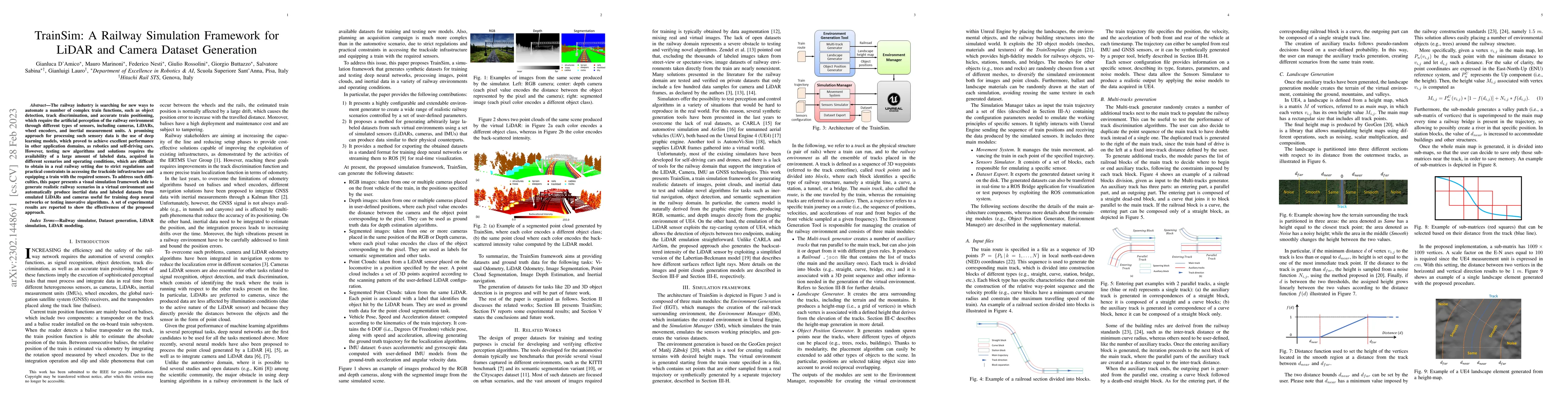 Thumbnail for TrainSim: A Railway Simulation Framework for LiDAR and Camera Dataset
  Generation