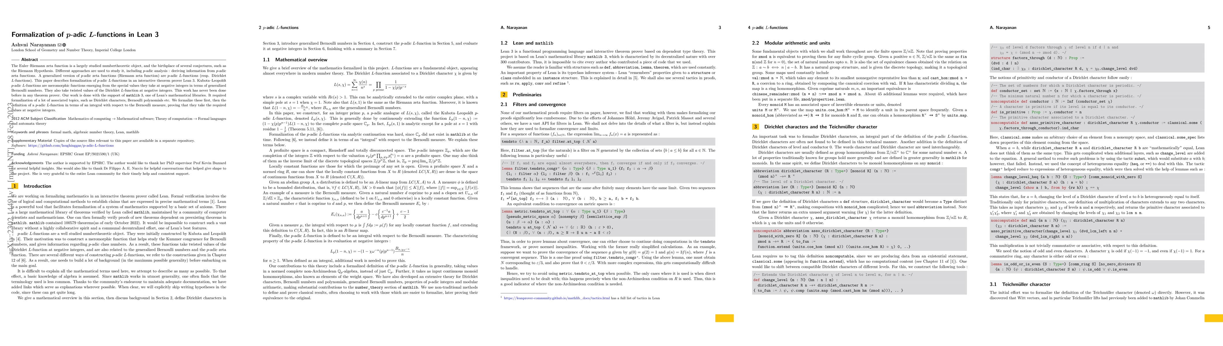 Thumbnail for Formalization of $p$-adic $L$-functions in Lean 3