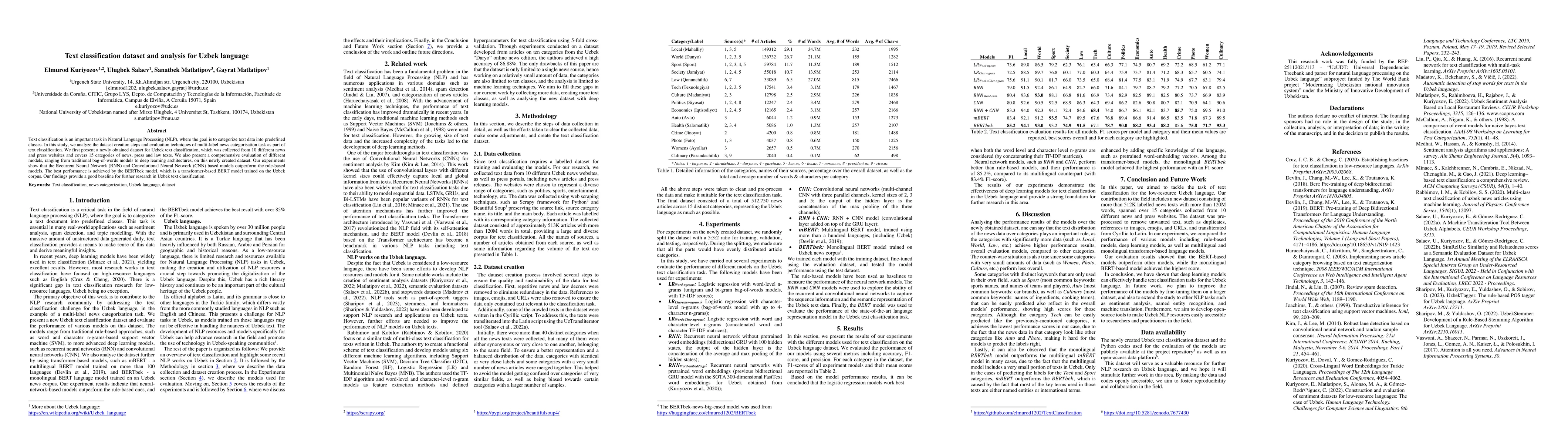 Thumbnail for Text classification dataset and analysis for Uzbek language