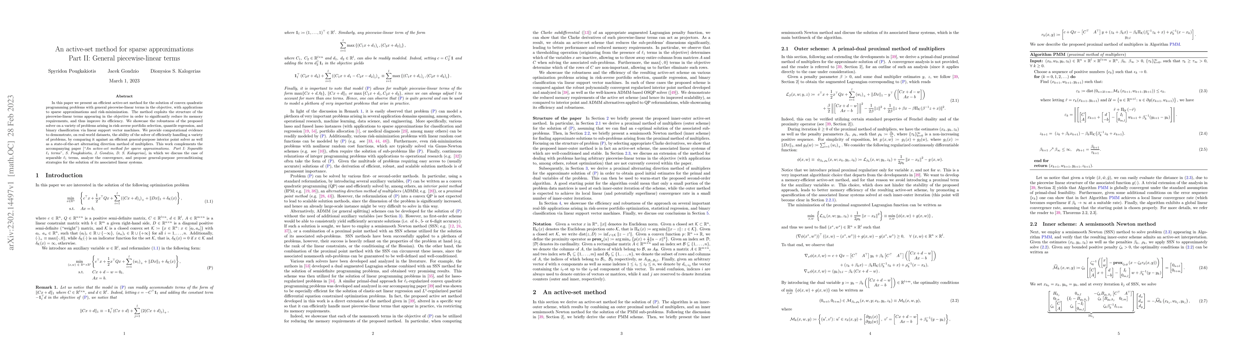 Thumbnail for An active-set method for sparse approximations. Part II: General
  piecewise-linear terms