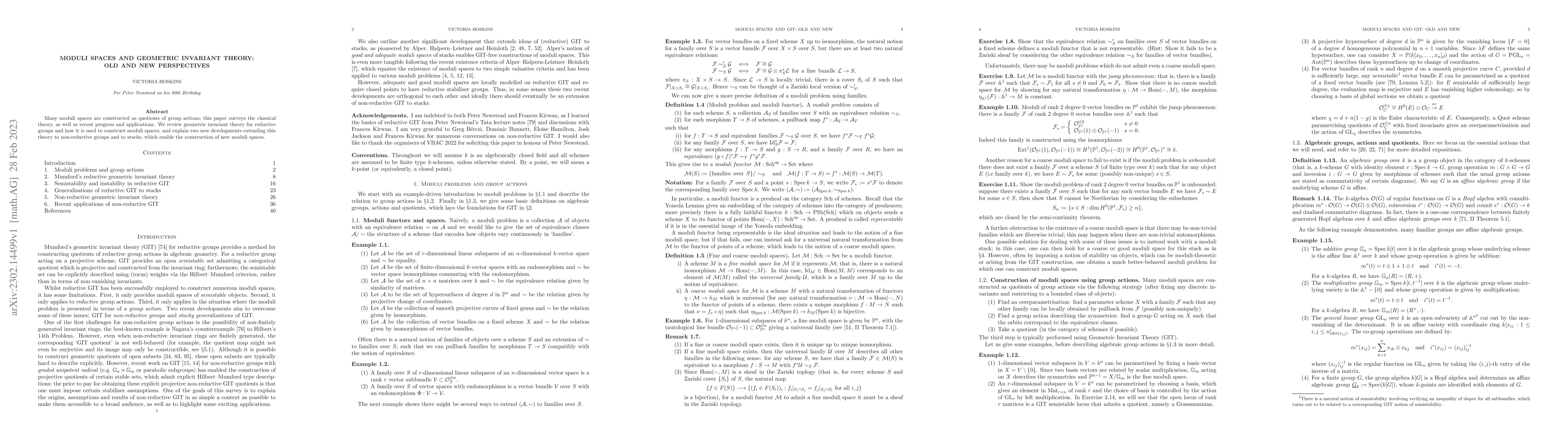 Thumbnail for Moduli spaces and geometric invariant theory: old and new perspectives