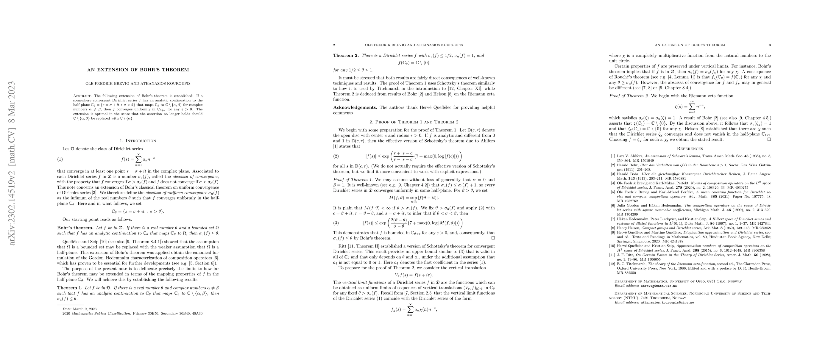 Thumbnail for An extension of Bohr's theorem