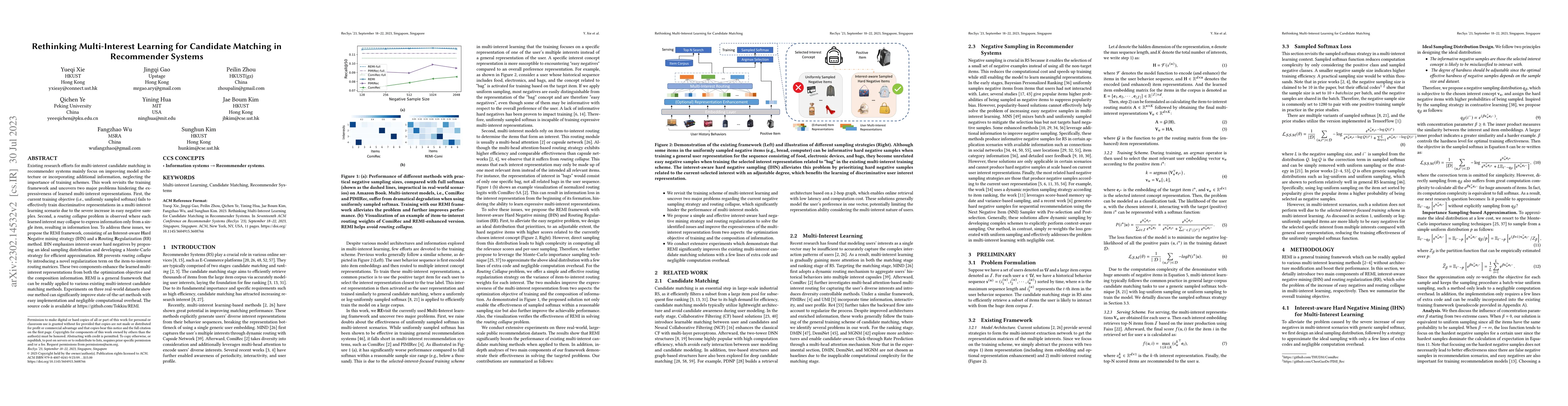 Thumbnail for Rethinking Multi-Interest Learning for Candidate Matching in Recommender
  Systems