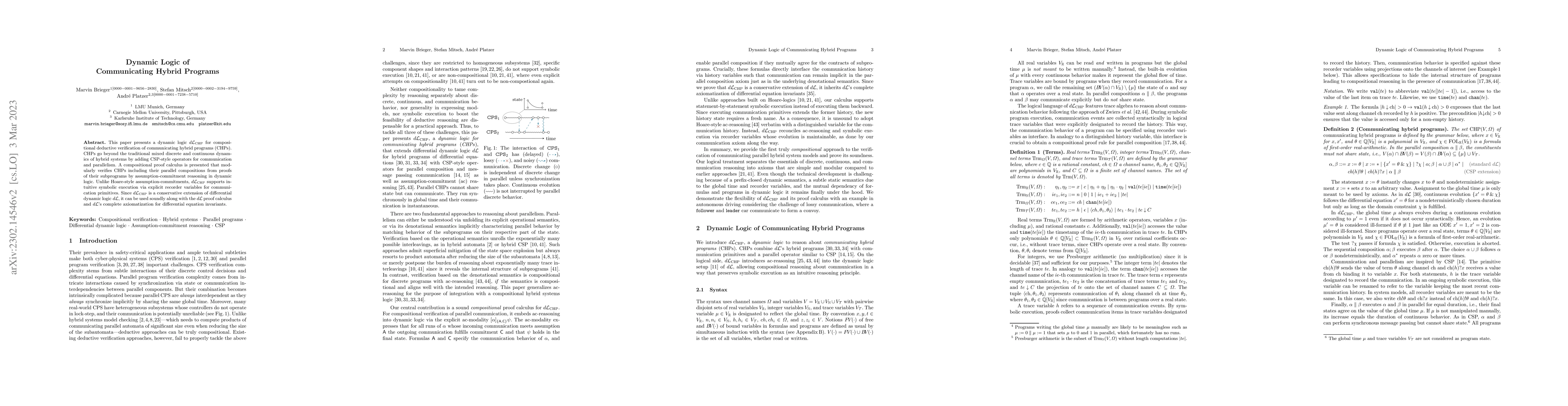 Thumbnail for Dynamic Logic of Communicating Hybrid Programs