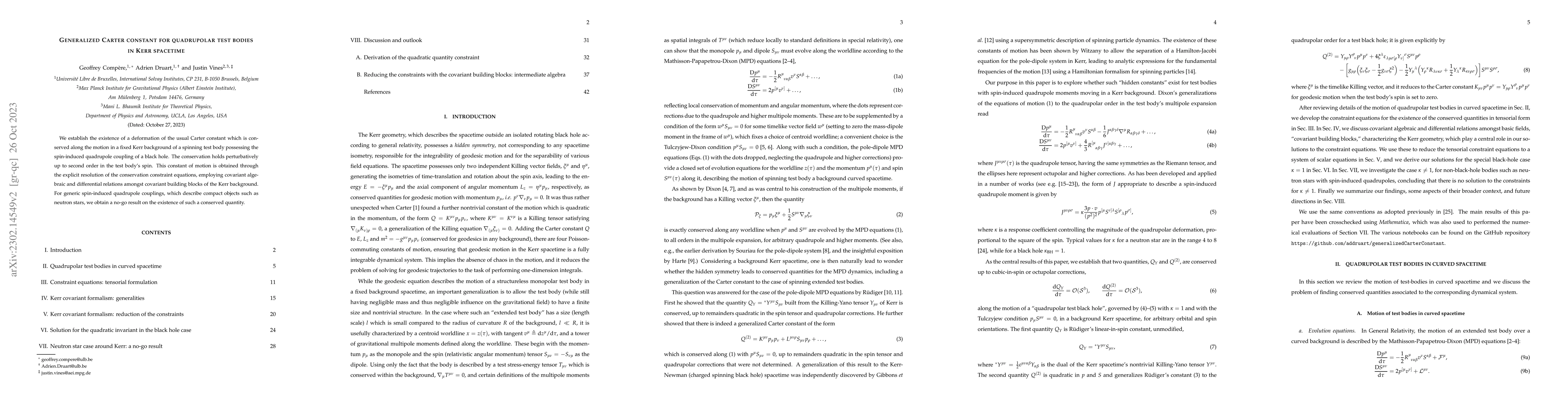 Thumbnail for Generalized Carter constant for quadrupolar test bodies in Kerr
  spacetime