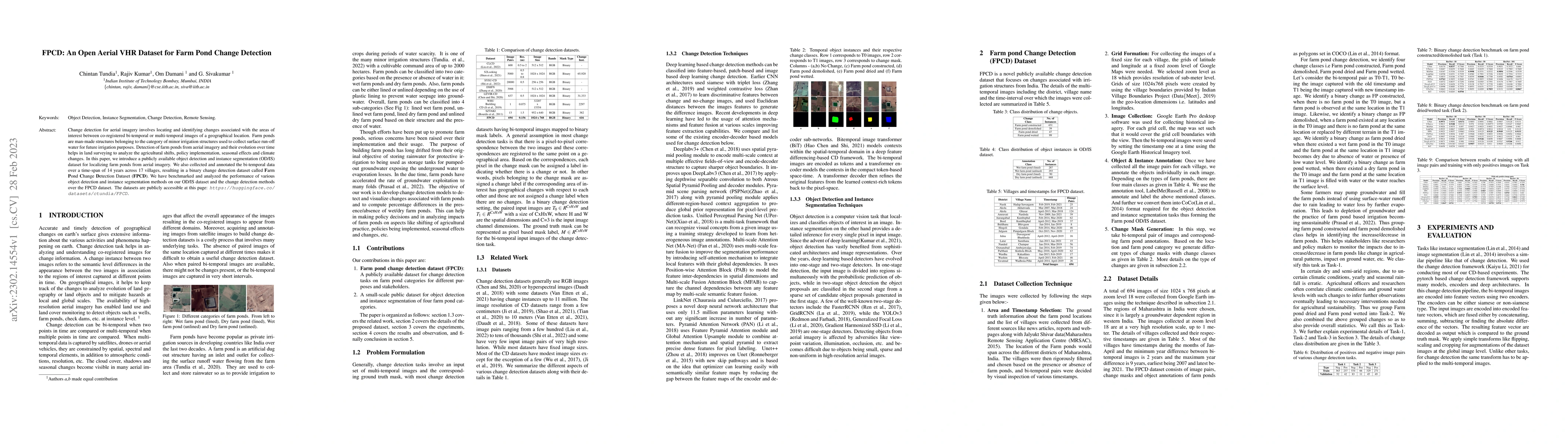 Thumbnail for FPCD: An Open Aerial VHR Dataset for Farm Pond Change Detection