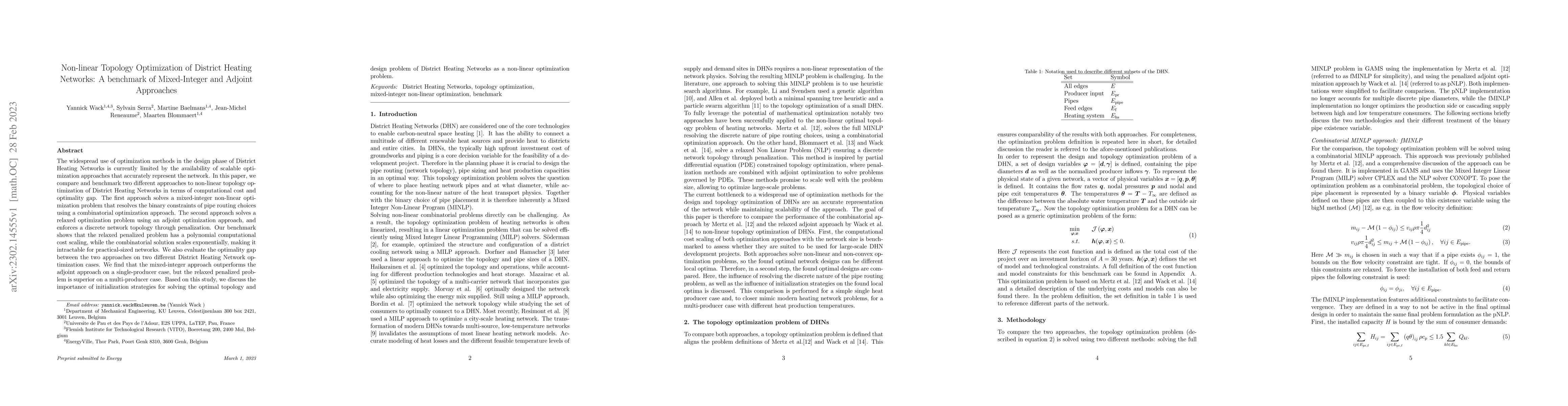 Thumbnail for Non-linear Topology Optimization of District Heating Networks: A
  benchmark of Mixed-Integer and Adjoint Approaches