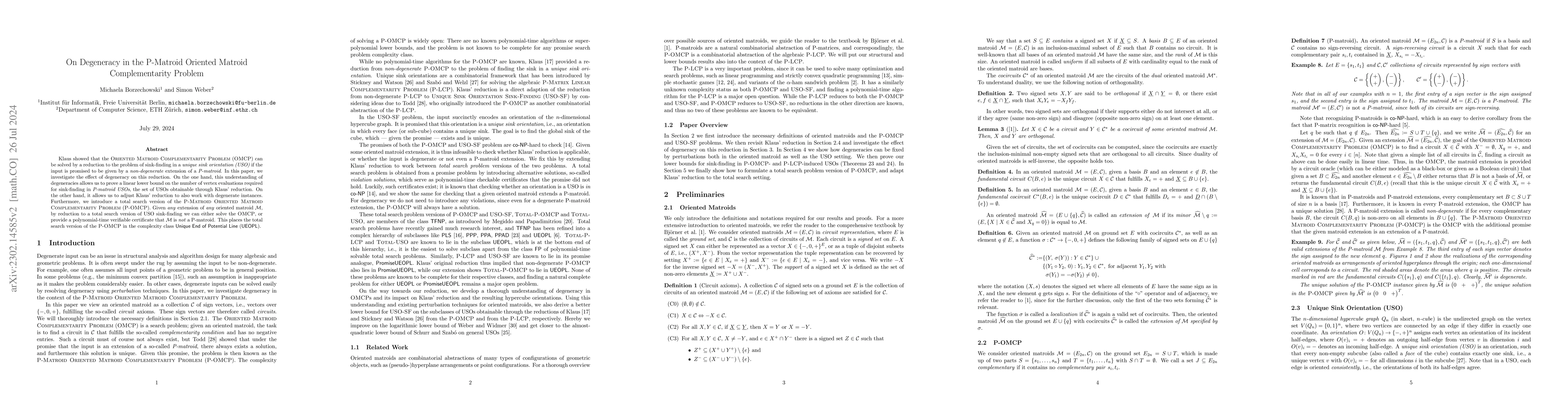 Thumbnail for On Degeneracy in the P-Matroid Oriented Matroid Complementarity Problem