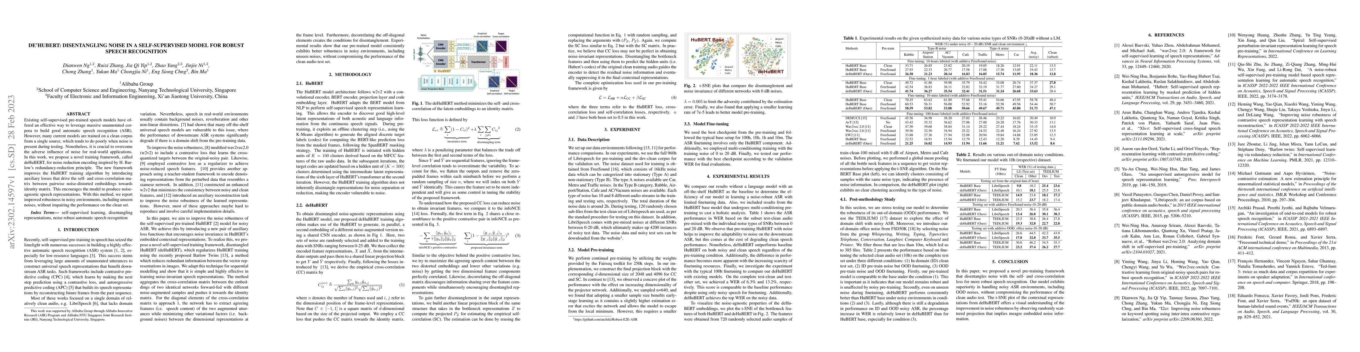 Thumbnail for deHuBERT: Disentangling Noise in a Self-supervised Model for Robust
  Speech Recognition
