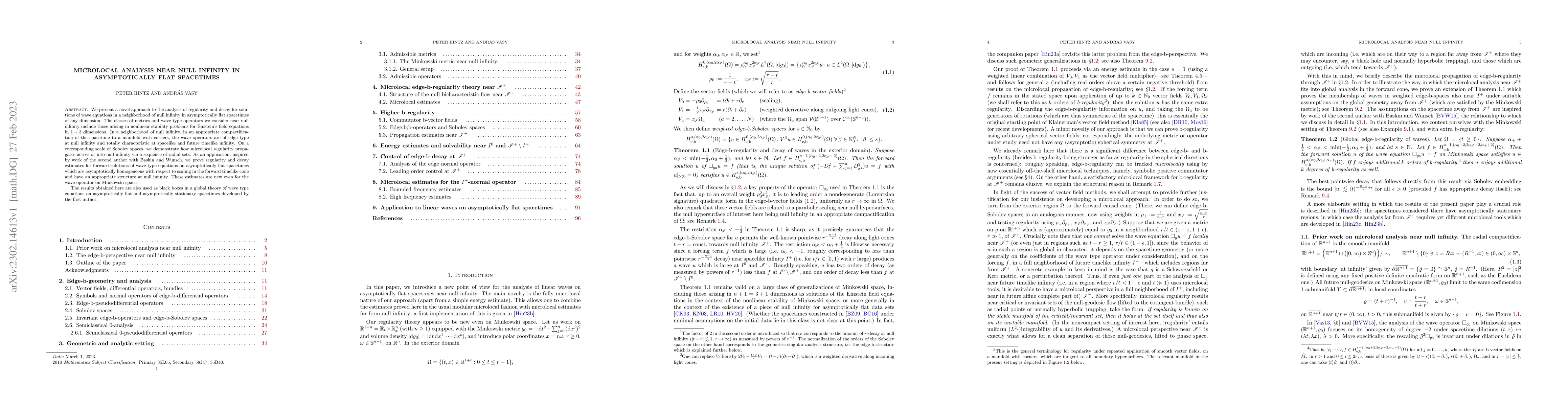 Thumbnail for Microlocal analysis near null infinity in asymptotically flat spacetimes