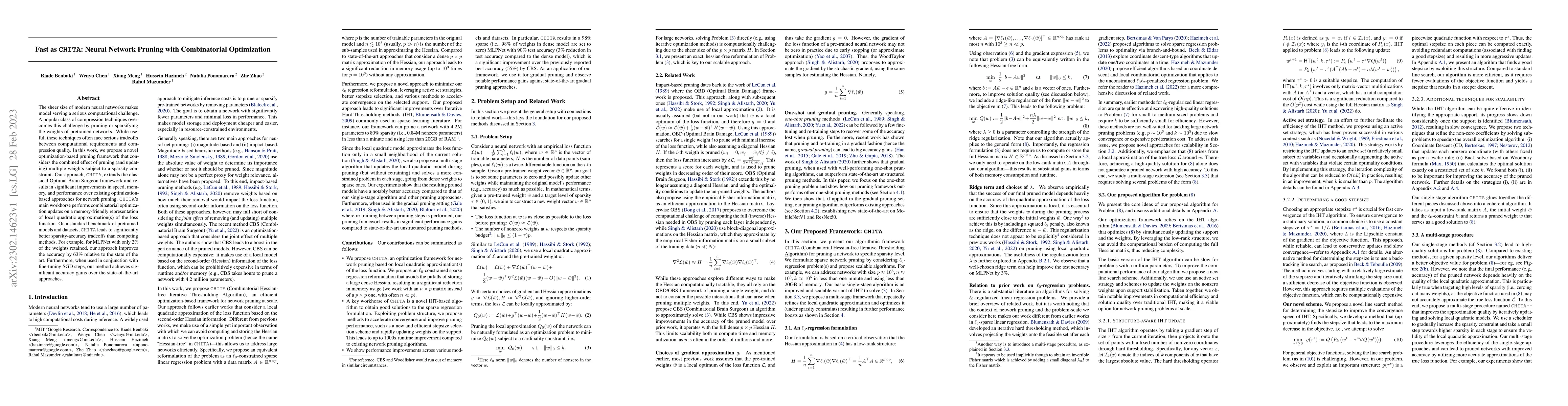 Thumbnail for Fast as CHITA: Neural Network Pruning with Combinatorial Optimization