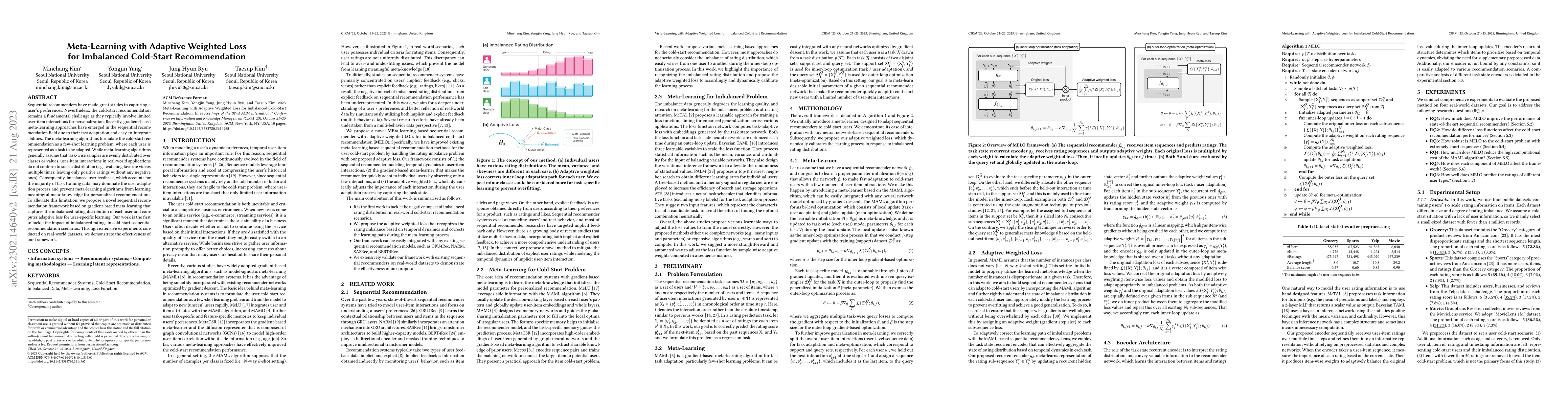 Thumbnail for Meta-Learning with Adaptive Weighted Loss for Imbalanced Cold-Start
  Recommendation
