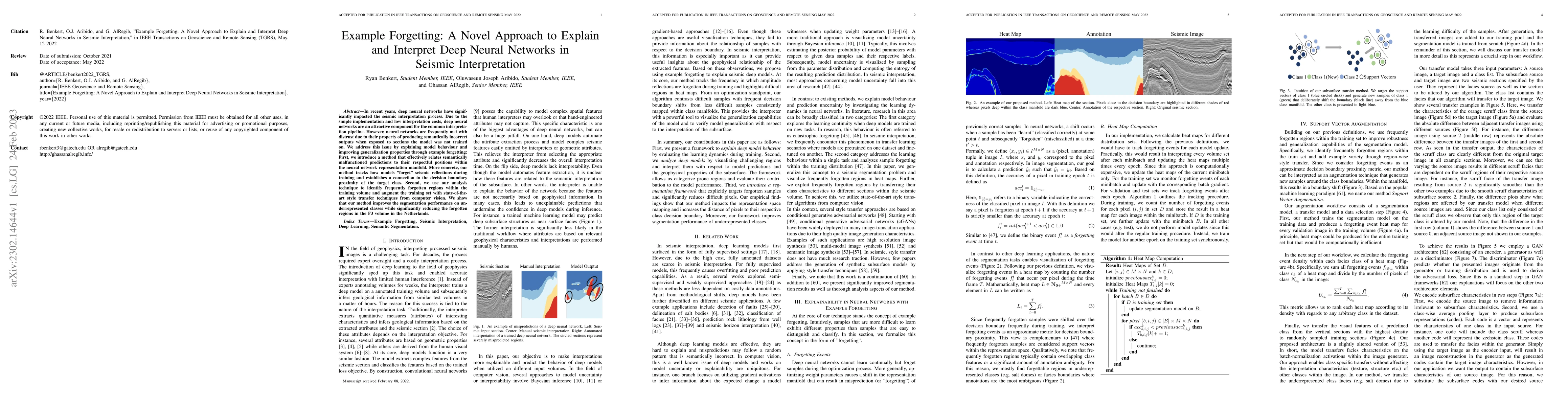 Thumbnail for Example Forgetting: A Novel Approach to Explain and Interpret Deep
  Neural Networks in Seismic Interpretation