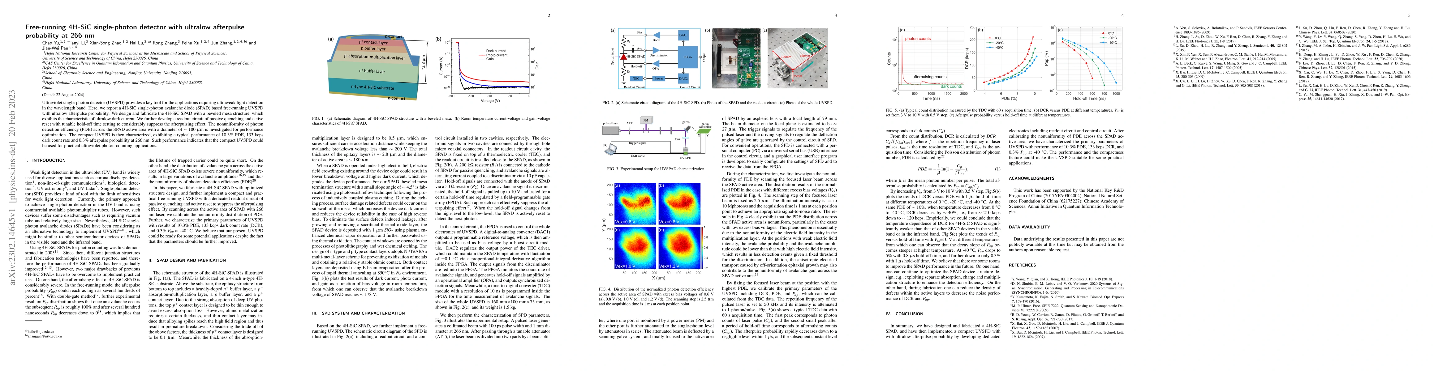 Thumbnail for Free-running 4H-SiC single-photon detector with ultralow afterpulse
  probability at 266 nm