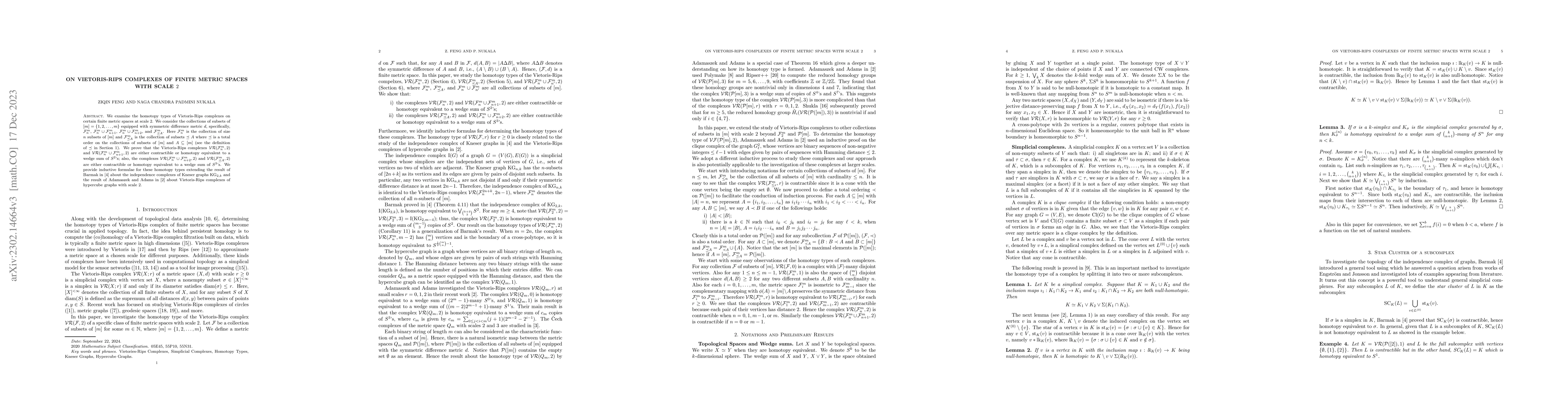 Thumbnail for On Vietoris-Rips complexes of Finite Metric Spaces with Scale $2$