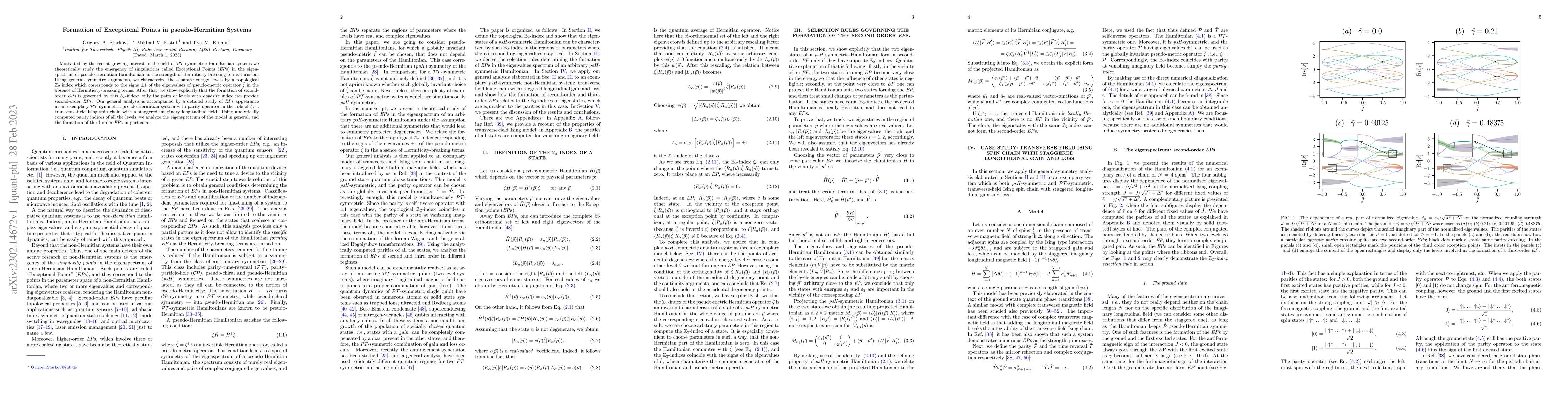 Thumbnail for Formation of Exceptional Points in pseudo-Hermitian Systems