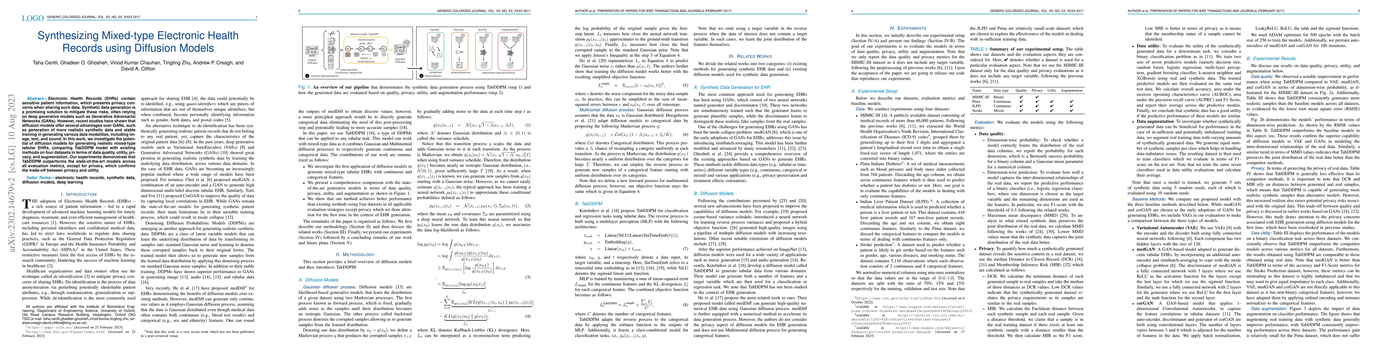 Thumbnail for Synthesizing Mixed-type Electronic Health Records using Diffusion Models
