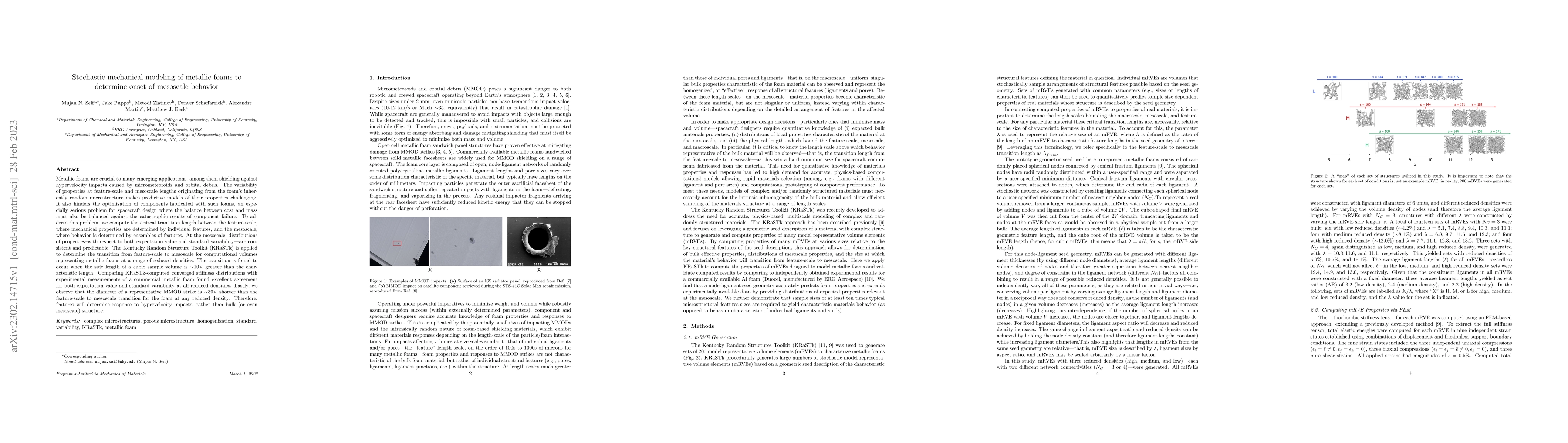 Thumbnail for Stochastic mechanical modeling of metallic foams to determine onset of
  mesoscale behavior