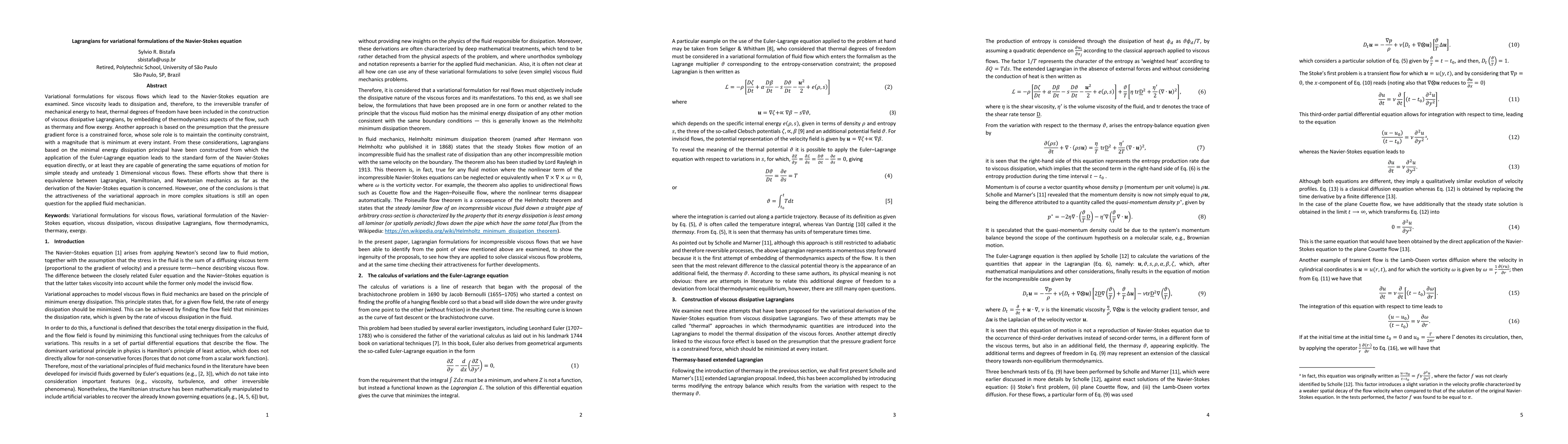 Thumbnail for Lagrangians for variational formulations of the Navier-Stokes equation