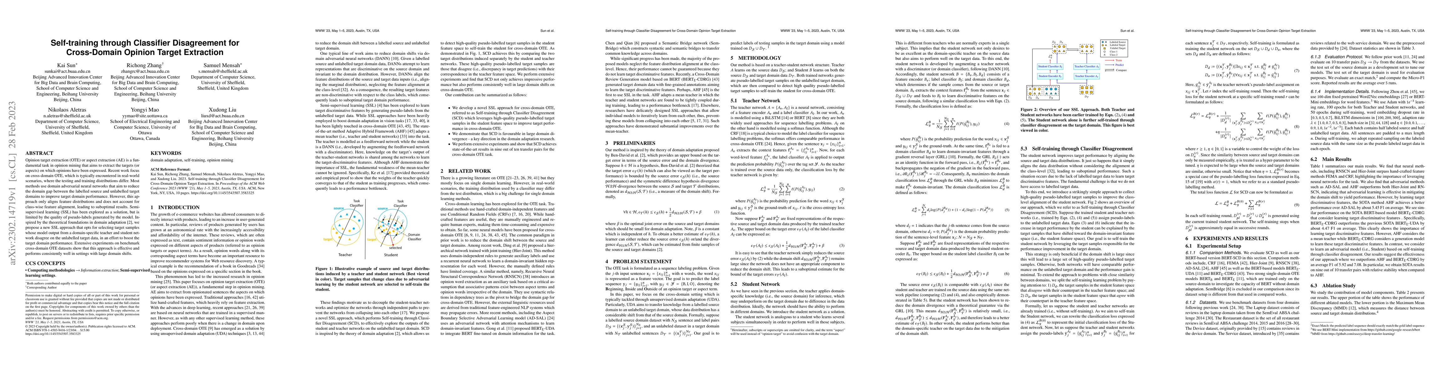 Thumbnail for Self-training through Classifier Disagreement for Cross-Domain Opinion
  Target Extraction