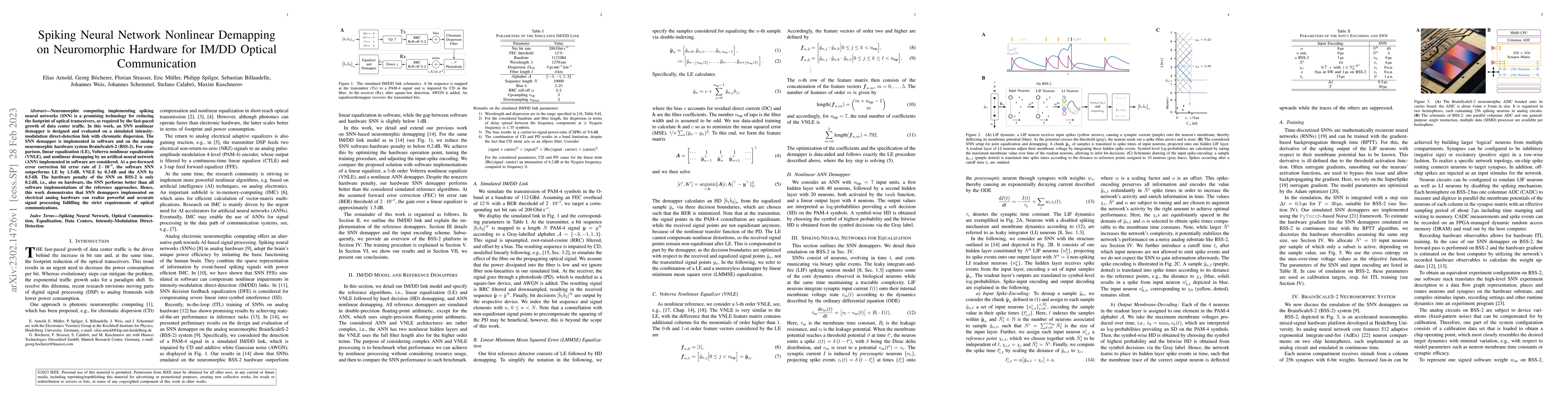 Thumbnail for Spiking Neural Network Nonlinear Demapping on Neuromorphic Hardware for
  IM/DD Optical Communication