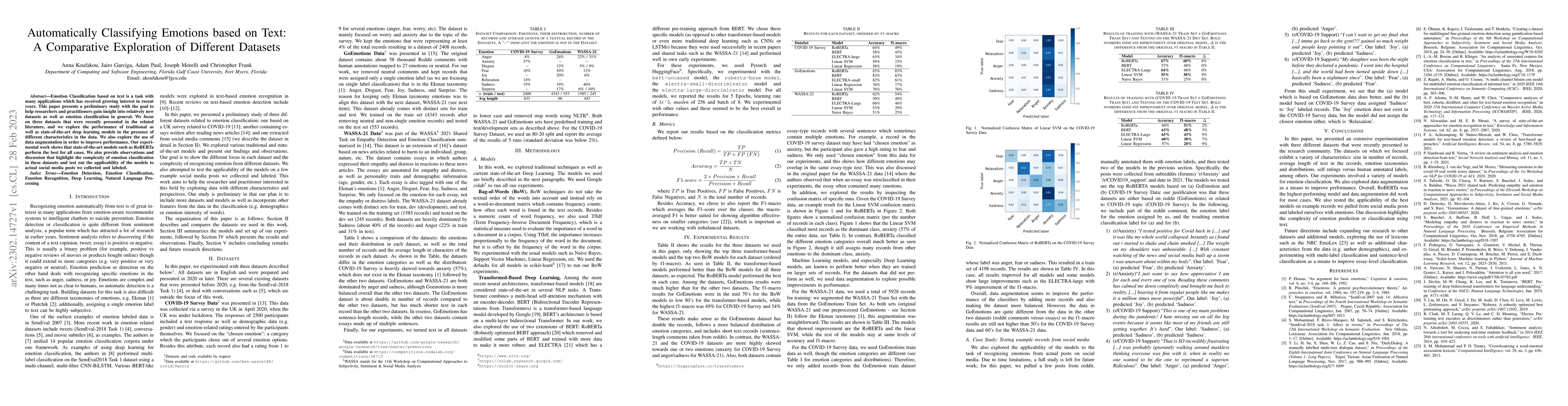 Thumbnail for Automatically Classifying Emotions based on Text: A Comparative
  Exploration of Different Datasets