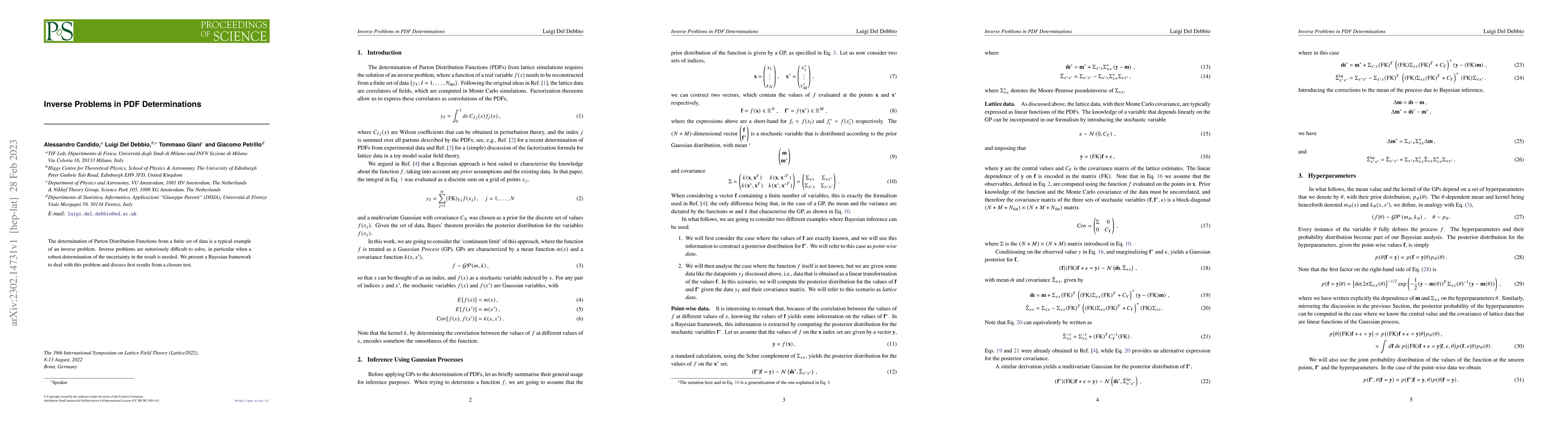 Thumbnail for Inverse Problems in PDF Determinations