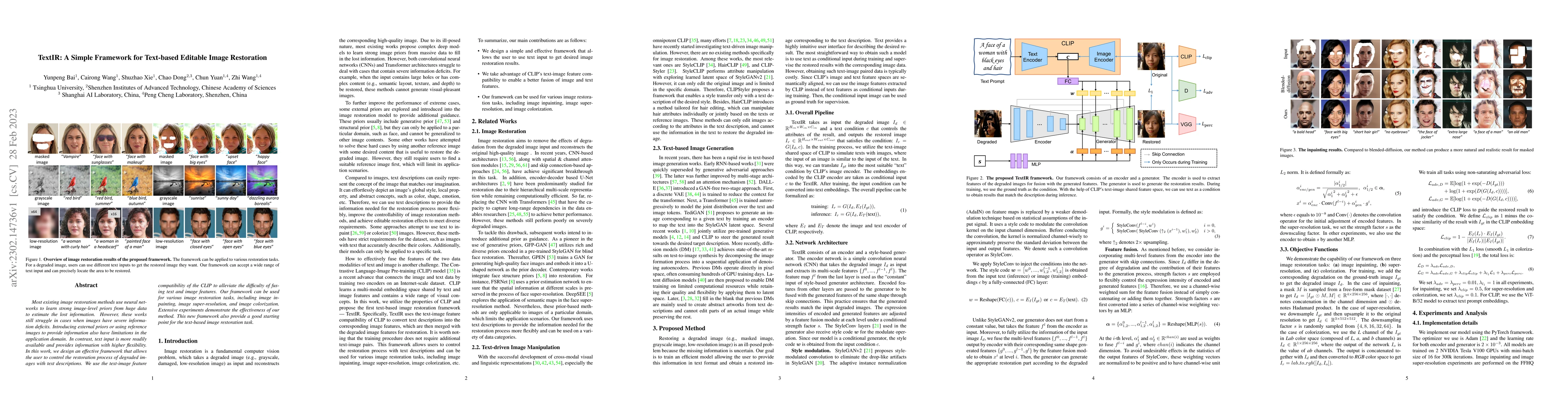 Thumbnail for TextIR: A Simple Framework for Text-based Editable Image Restoration