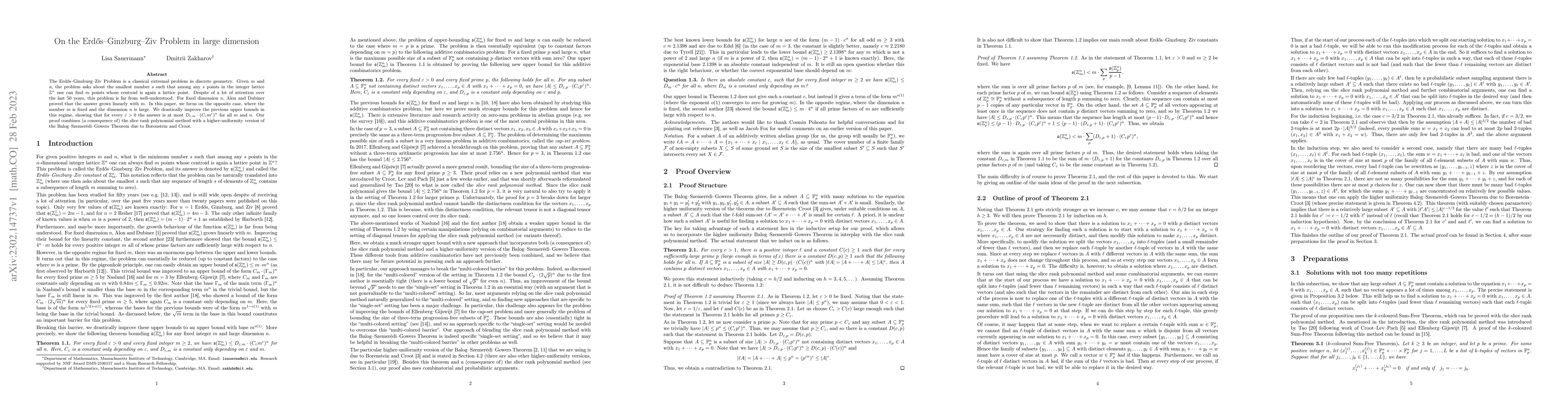 Thumbnail for On the Erd\H{o}s--Ginzburg--Ziv Problem in large dimension