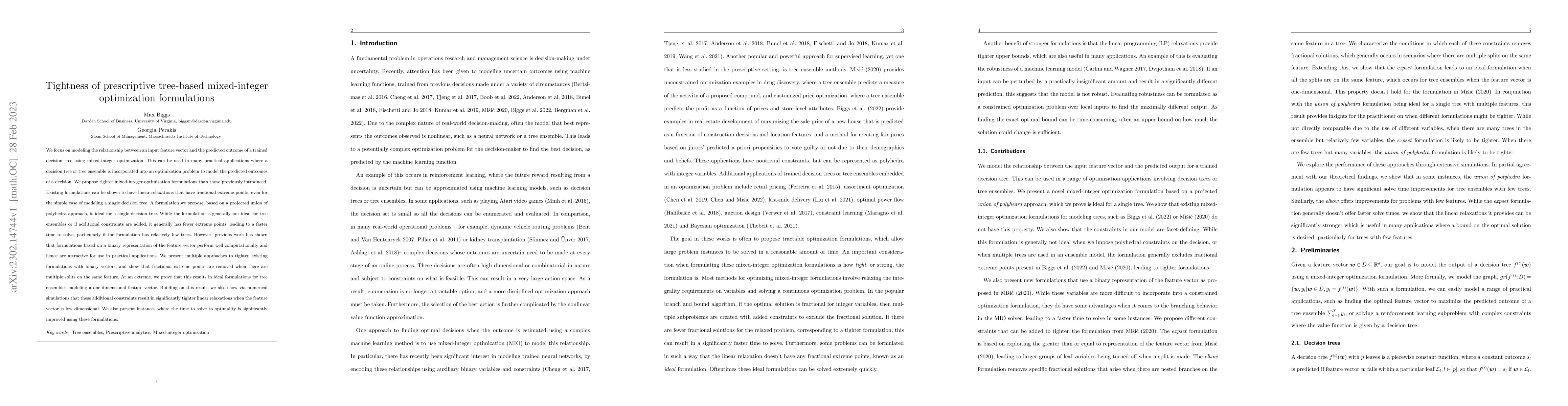 Thumbnail for Tightness of prescriptive tree-based mixed-integer optimization
  formulations