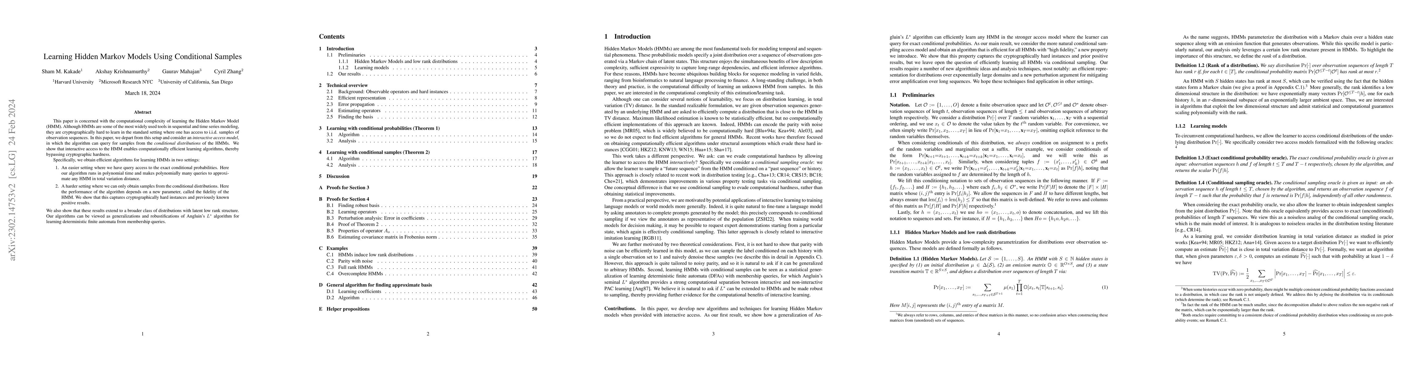 Thumbnail for Learning Hidden Markov Models Using Conditional Samples