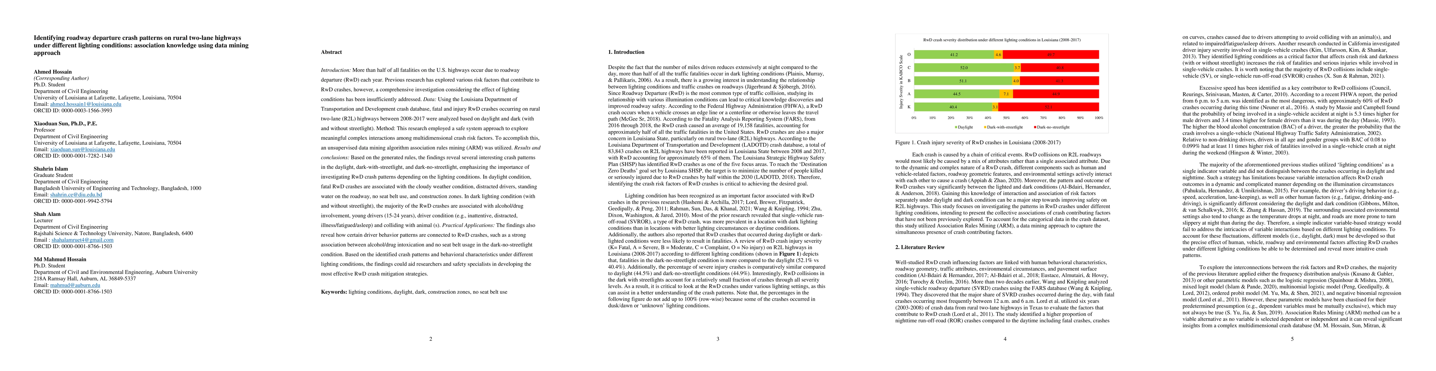 Thumbnail for Identifying roadway departure crash patterns on rural two-lane highways
  under different lighting conditions: association knowledge using data mining
  approach