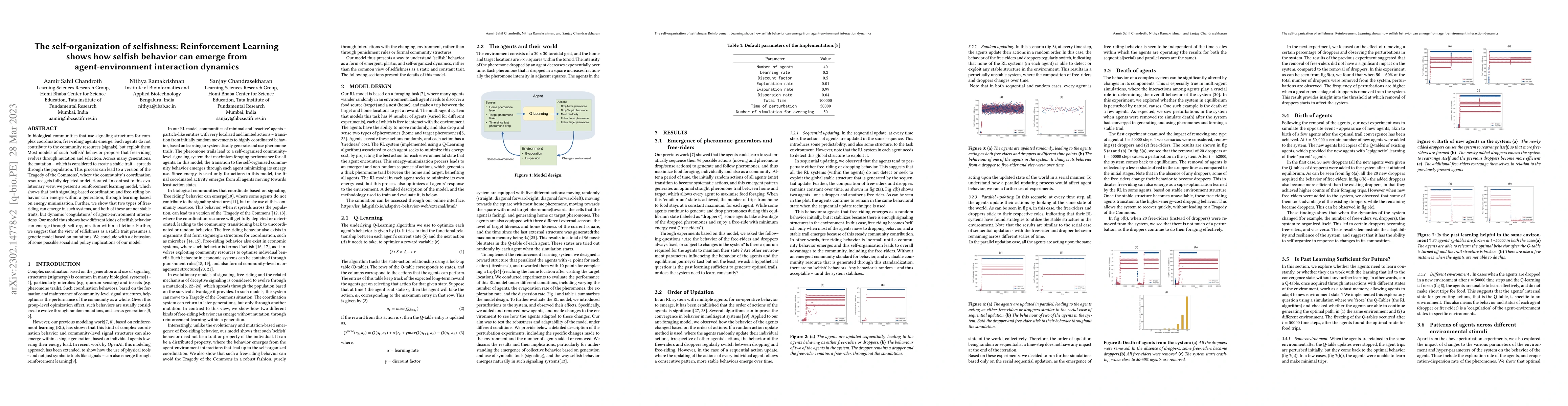 Thumbnail for The self-organization of selfishness: Reinforcement Learning shows how
  selfish behavior can emerge from agent-environment interaction dynamics
