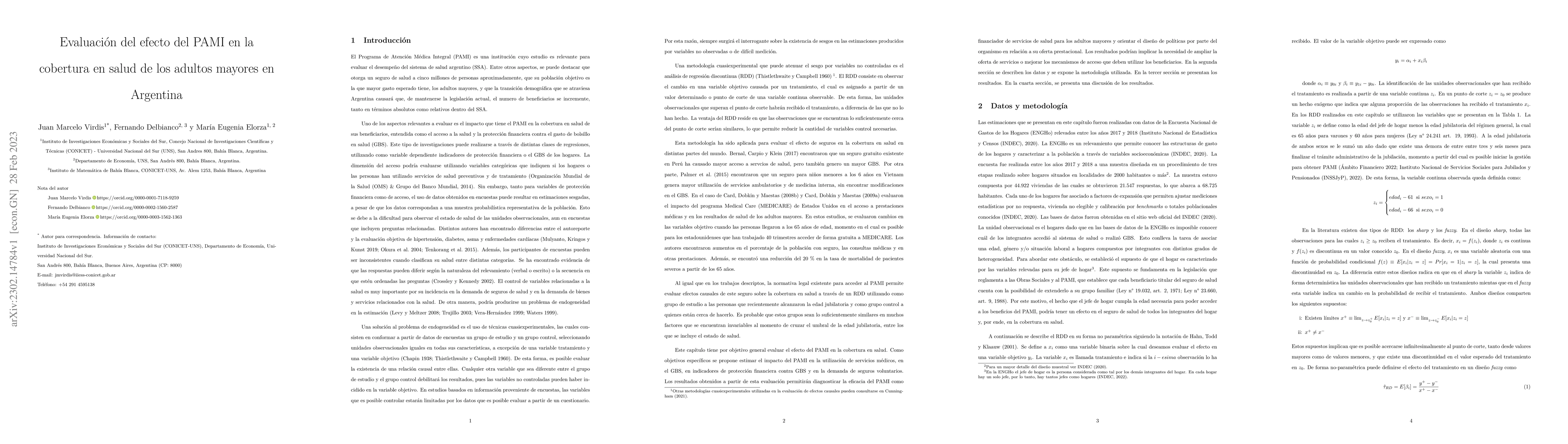 Thumbnail for Evaluaci\'on del efecto del PAMI en la cobertura en salud de los adultos
  mayores en Argentina