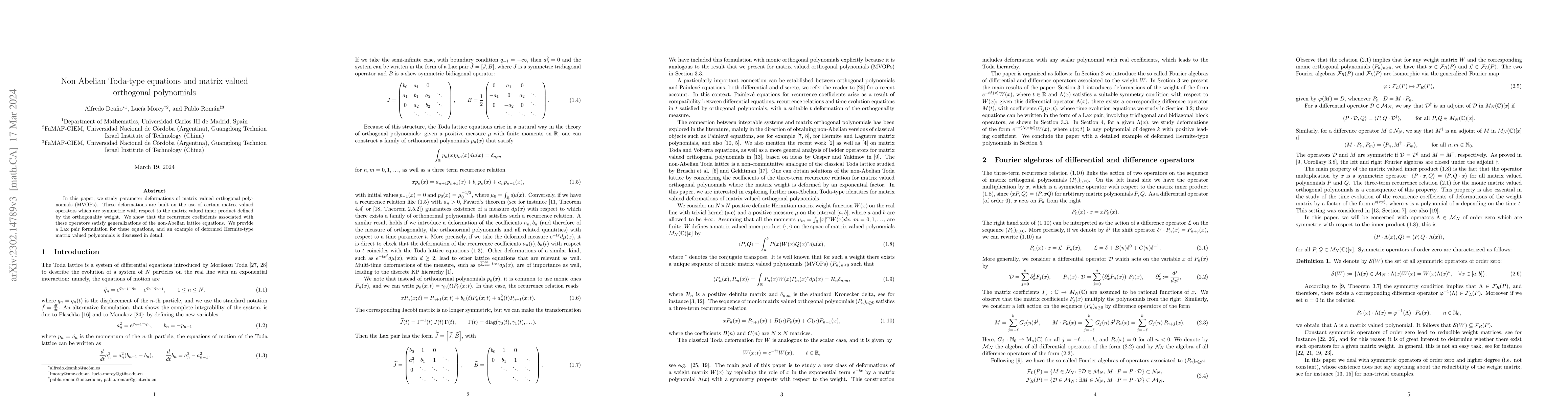 Thumbnail for Non Abelian Toda-type equations and matrix valued orthogonal polynomials
