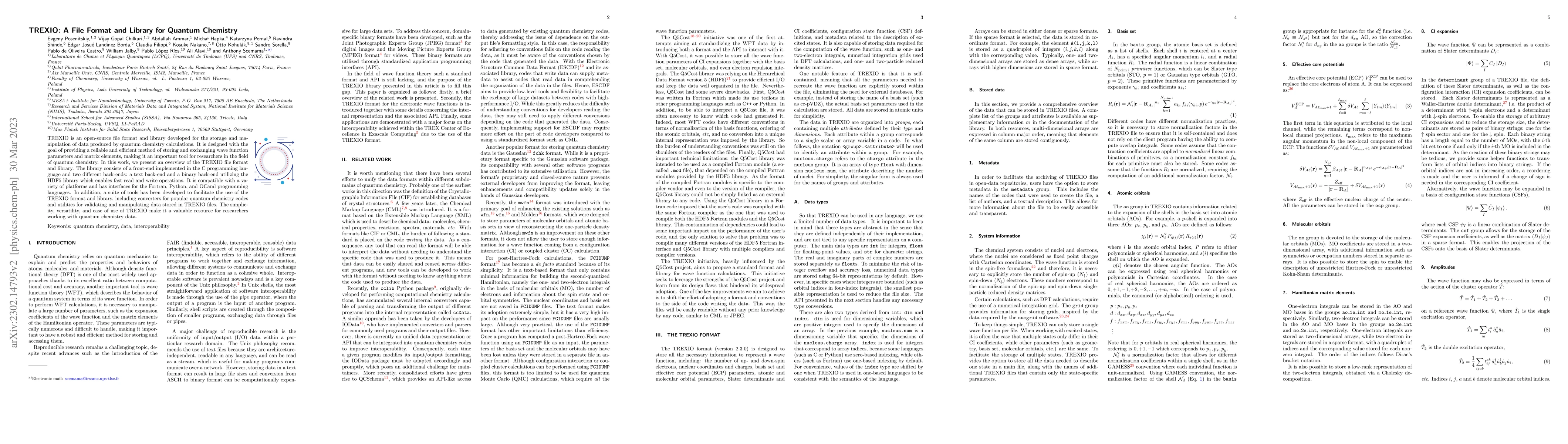 Thumbnail for TREXIO: A File Format and Library for Quantum Chemistry