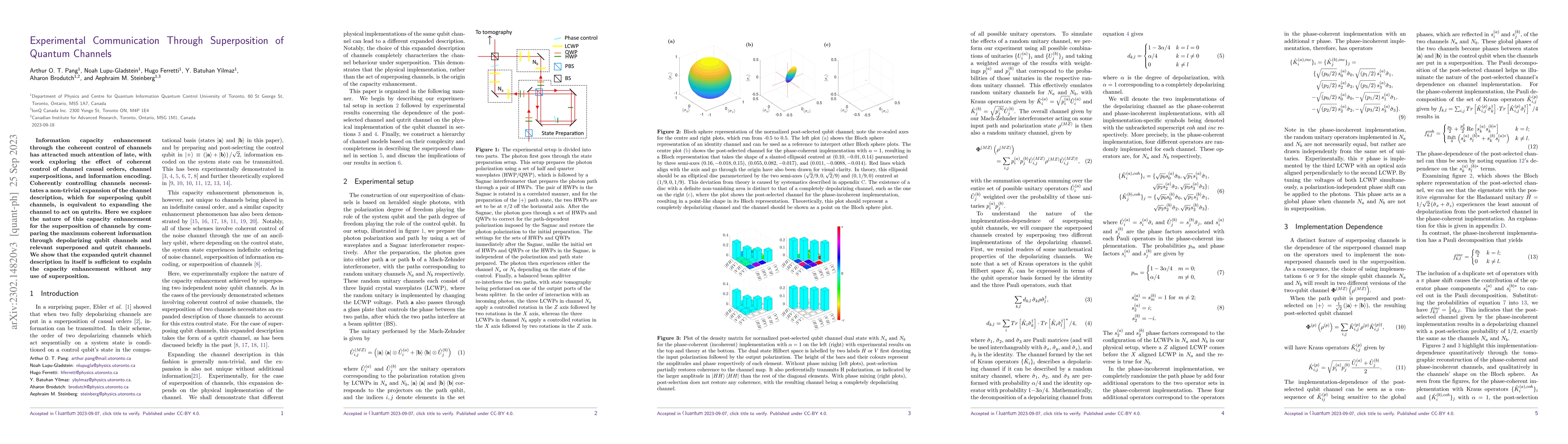 Thumbnail for Experimental Communication Through Superposition of Quantum Channels