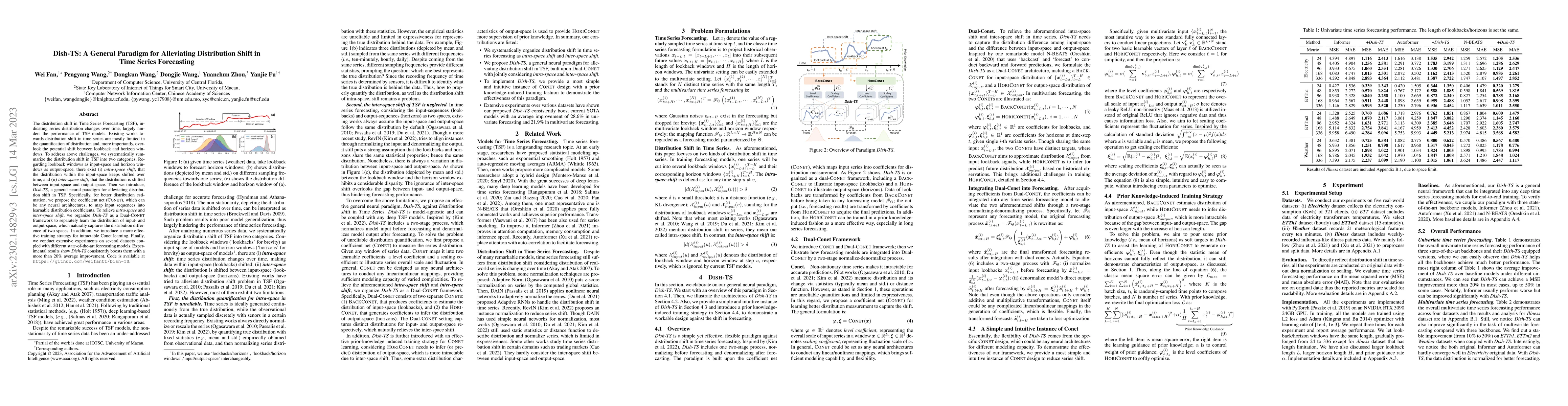 Thumbnail for Dish-TS: A General Paradigm for Alleviating Distribution Shift in Time
  Series Forecasting