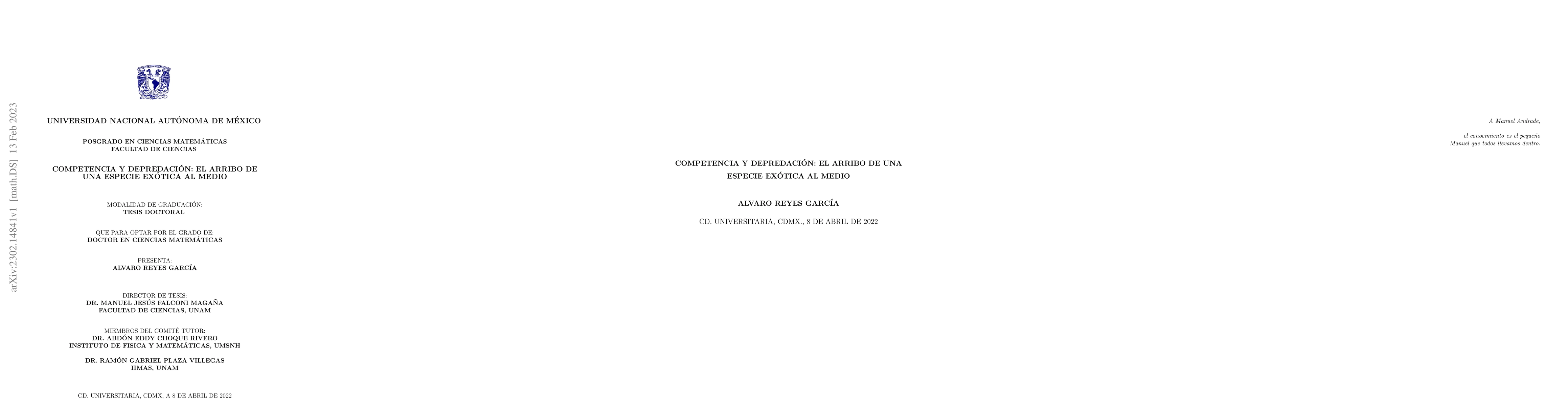 Thumbnail for Competencia y Depredaci\'on: el Arribo de una Especie Ex\'otica al Medio