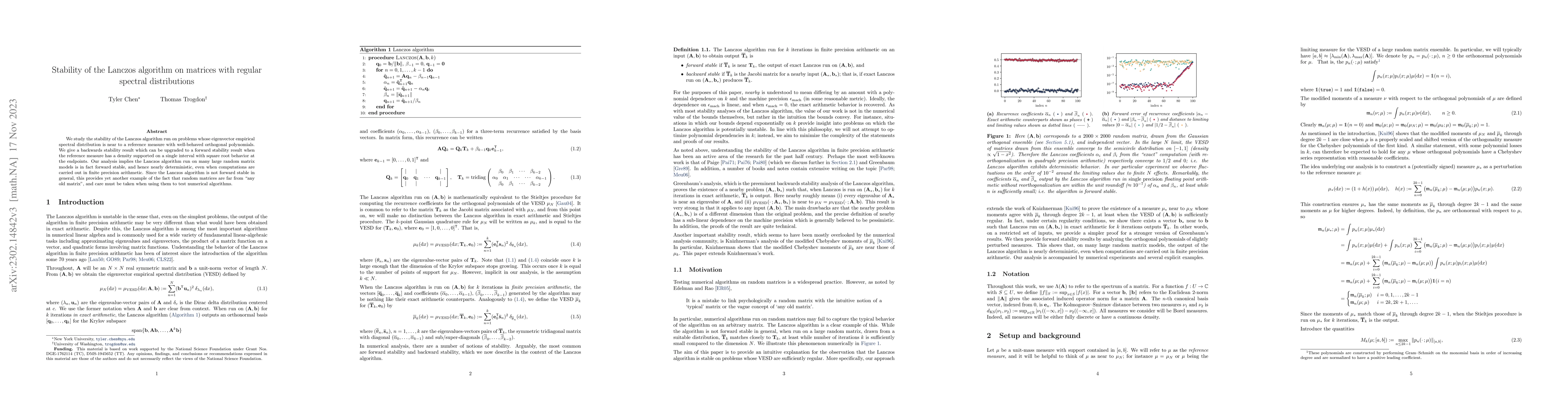 Thumbnail for Stability of the Lanczos algorithm on matrices with regular spectral
  distributions